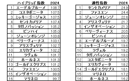 2024　マーメイドＳ　HB指数